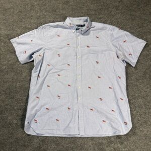 Polo Ralph Lauren Shirt Mens 3XLT Blue Button Up USA Flag AOP All Over Print